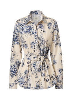 Hemdbluse Alina Klemm blue denim flowers Bluse Damenbekleidung