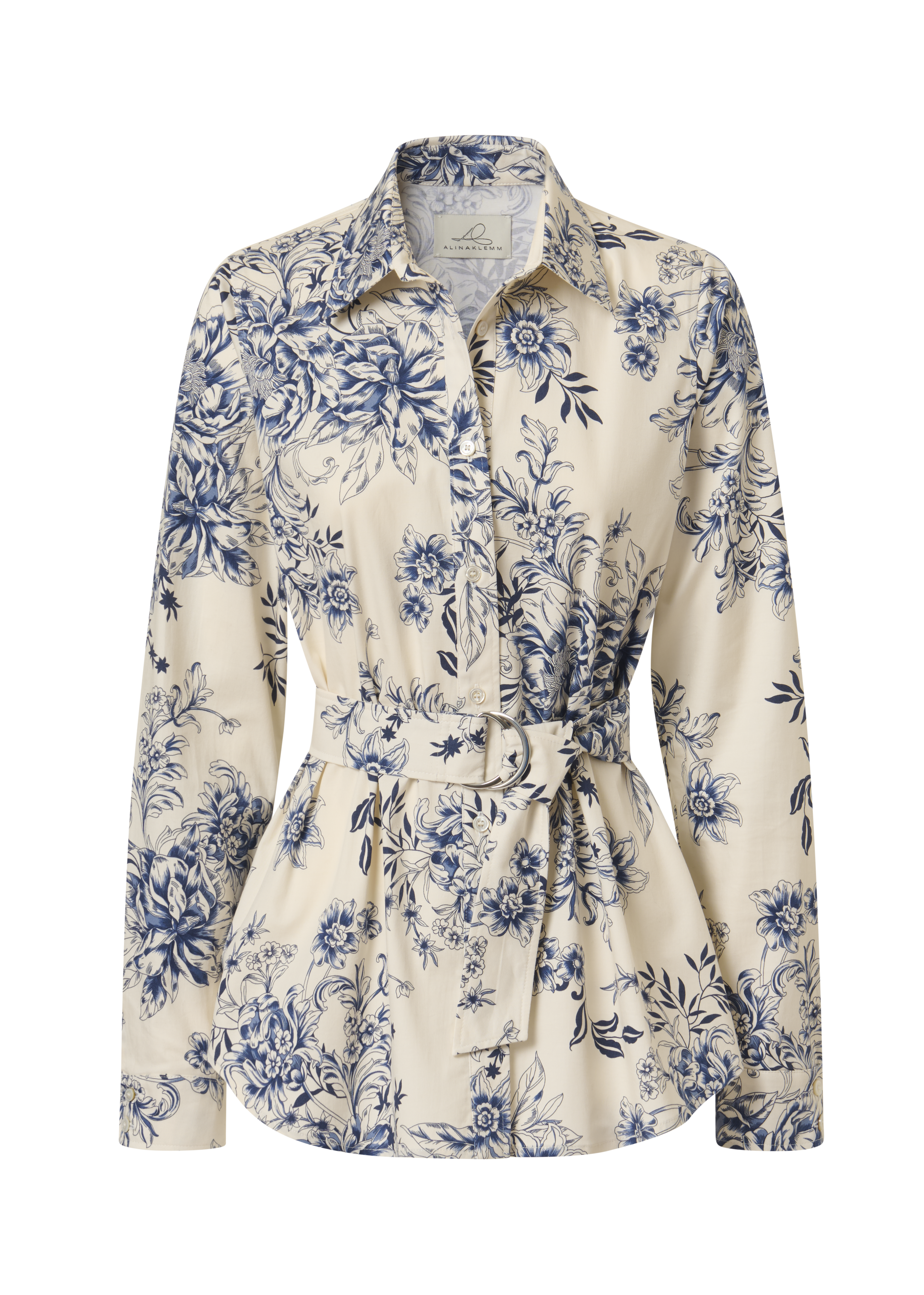 Hemdbluse Alina Klemm blue denim flowers Bluse Damenbekleidung