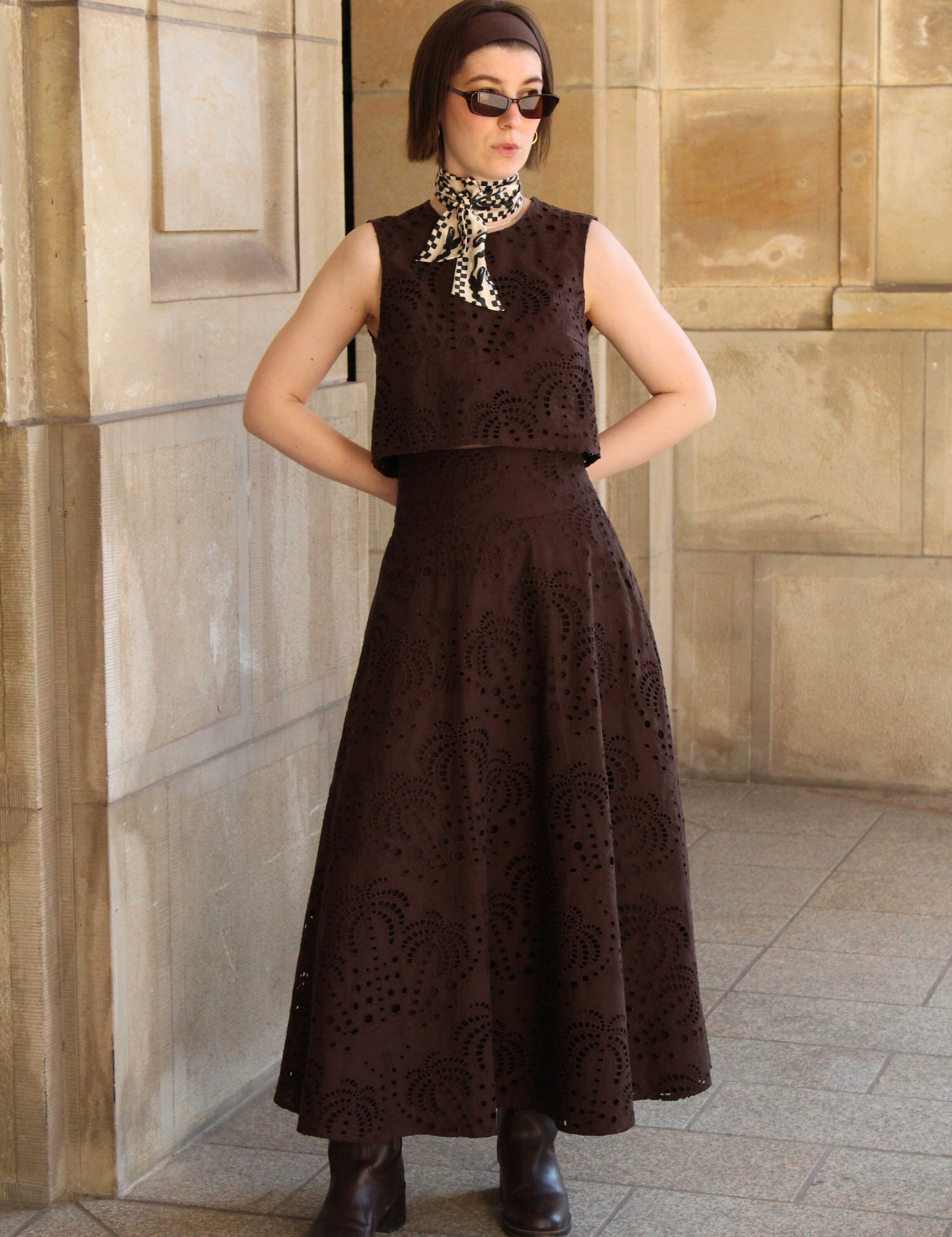 Maxirock brown embroidery