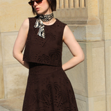 Croptop brown embroidery