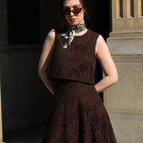 Croptop brown embroidery