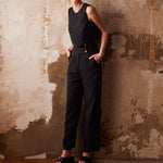 Taillenhose mit Croptop in schwarz