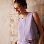 Croptop-lavender-front Alina Klemm lila Top Damenbekleidung Hamburg