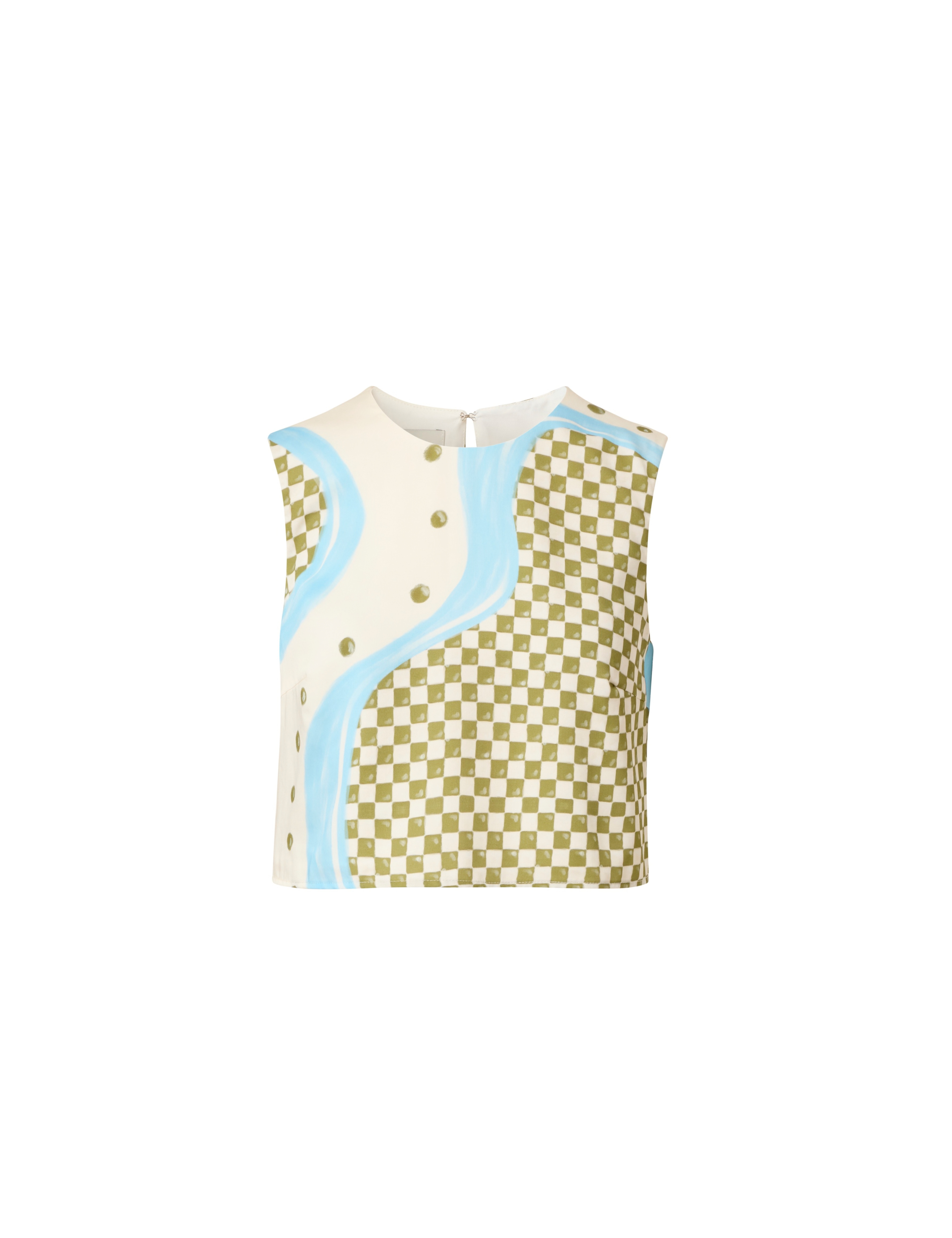 Croptop kariert blau creme gruen