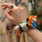 Haargummi Seide orange kariert