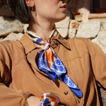 Halstuch Seide blau bunt gemustert