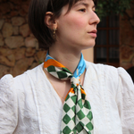 Halstuch Seide bunt gemustert kariert