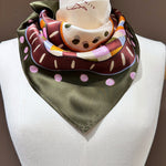 Halstuch Seide gemustert rosa gruen