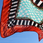 Halstuch Seide rot schwarz tuerkis