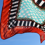 Halstuch Seide rot schwarz tuerkis