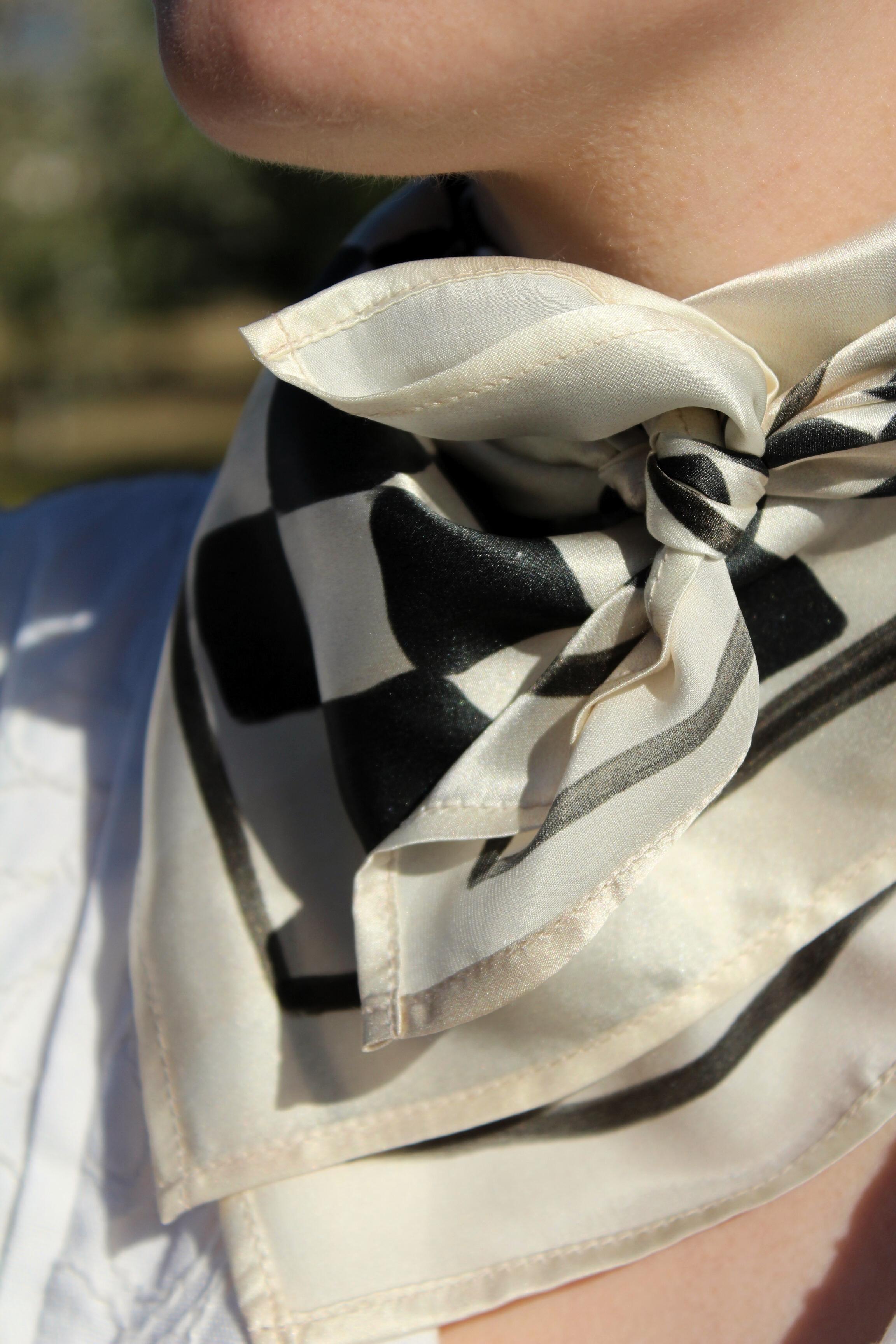 Halstuch Seide schwarz beige Detail