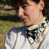 Halstuch Seide schwarz beige gemustert