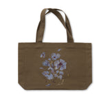 Tote Bag khaki blue flowers