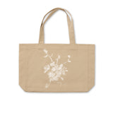 Tote Bag beige white flowers