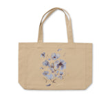 Tote Bag beige blue flowers