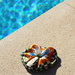 Seiden Haargummi orange bunt karomuster