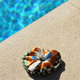 Seiden Haargummi orange bunt karomuster