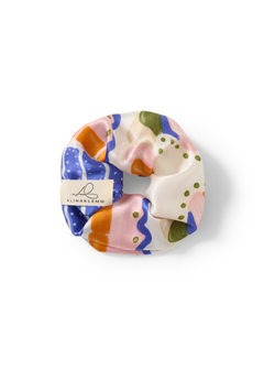 Seiden Scrunchie blau orange rosa Produktbild