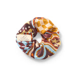 Scrunchie aus Seide Braun kariert gemustert