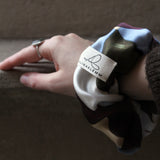 Seiden Scrunchie grün blau dunkelrot