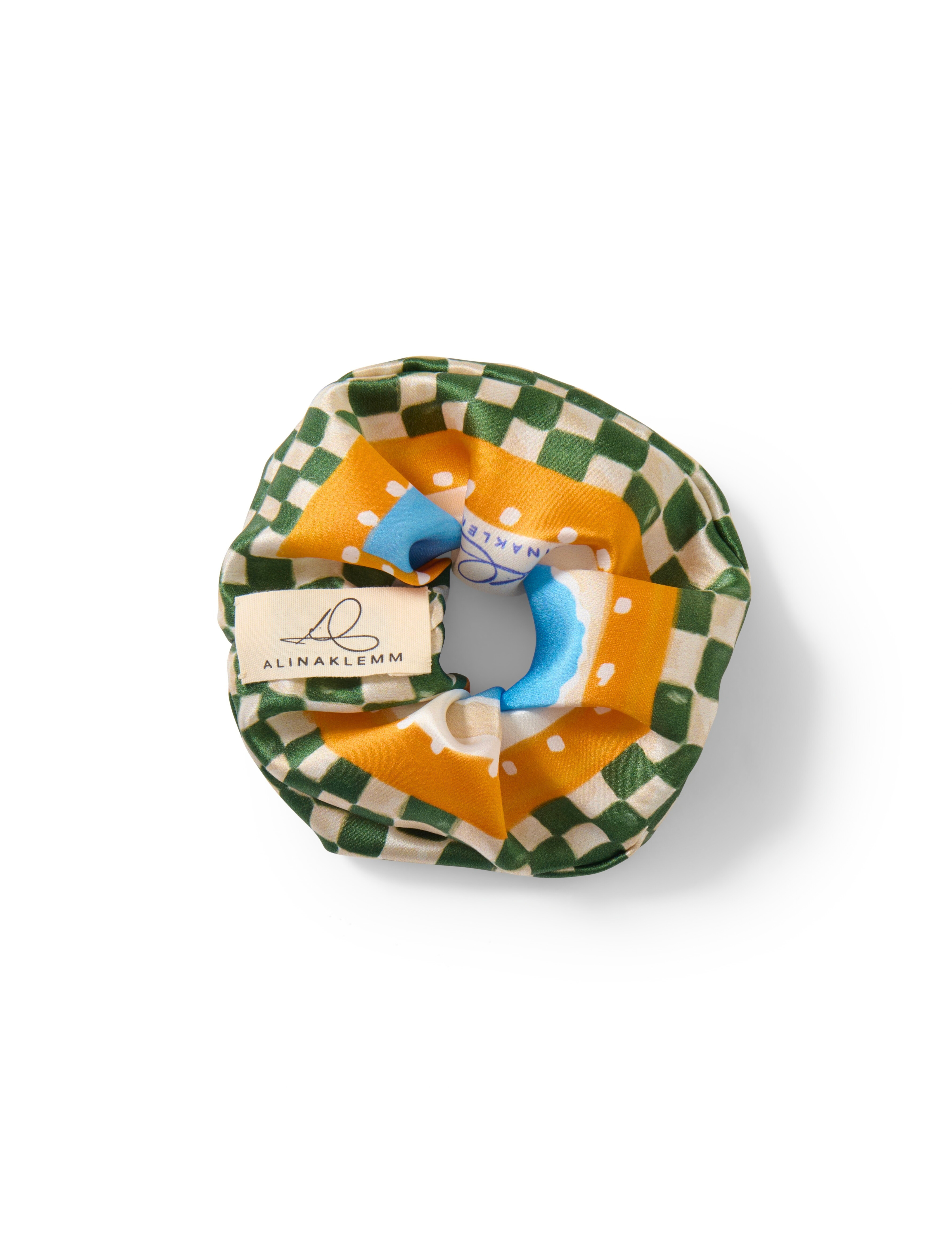 Seiden Scrunchie orange gemustert Produktbild