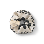Seiden Scrunchie schwarz beige gemustert Produktbild
