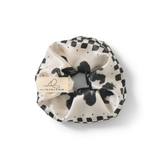Seiden Scrunchie schwarz beige gemustert Produktbild