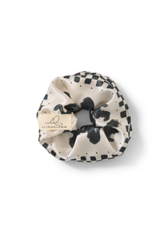 Seiden Scrunchie schwarz beige gemustert Produktbild