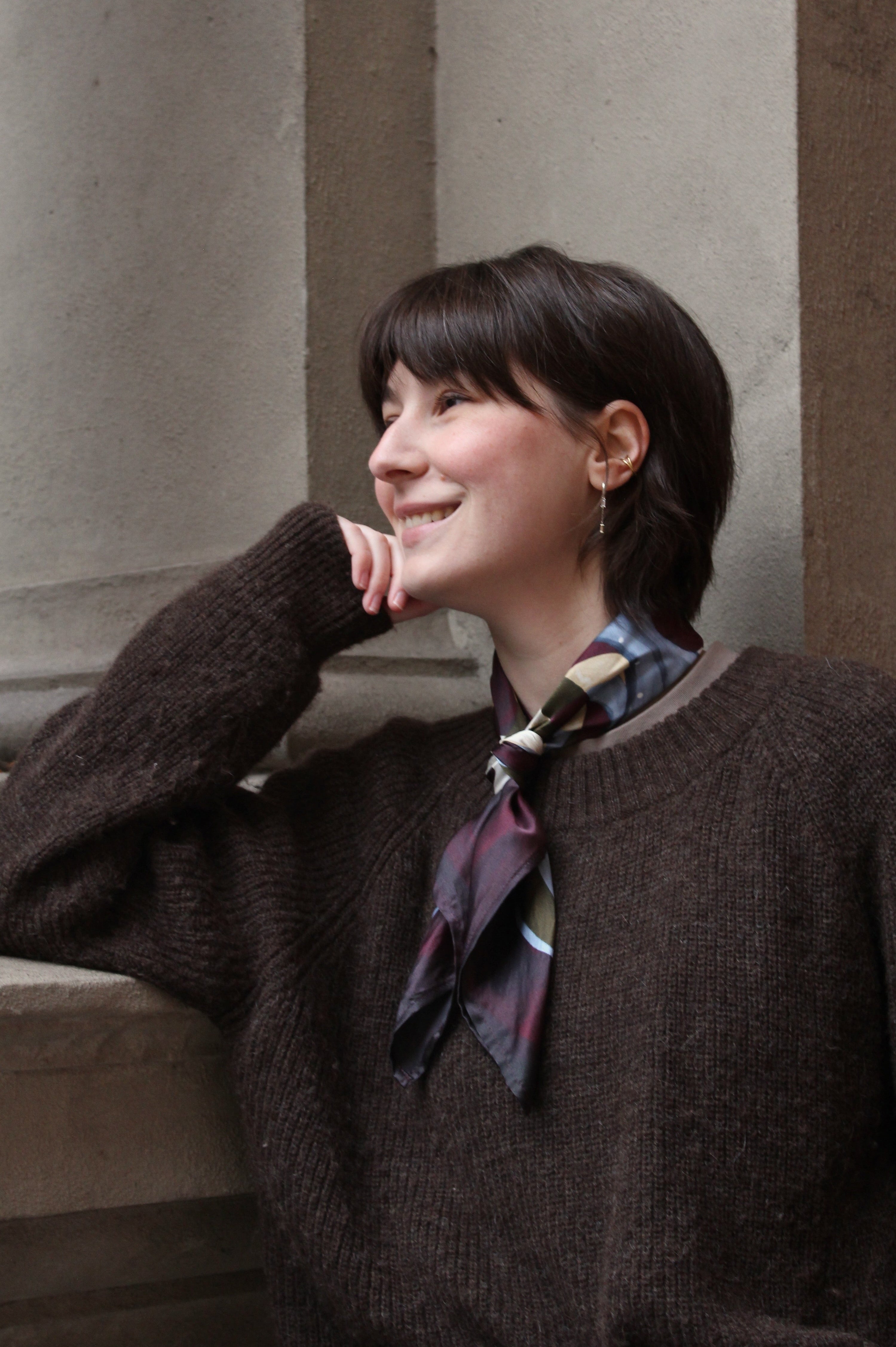 Halstuch aus Seide dunkelrot blau