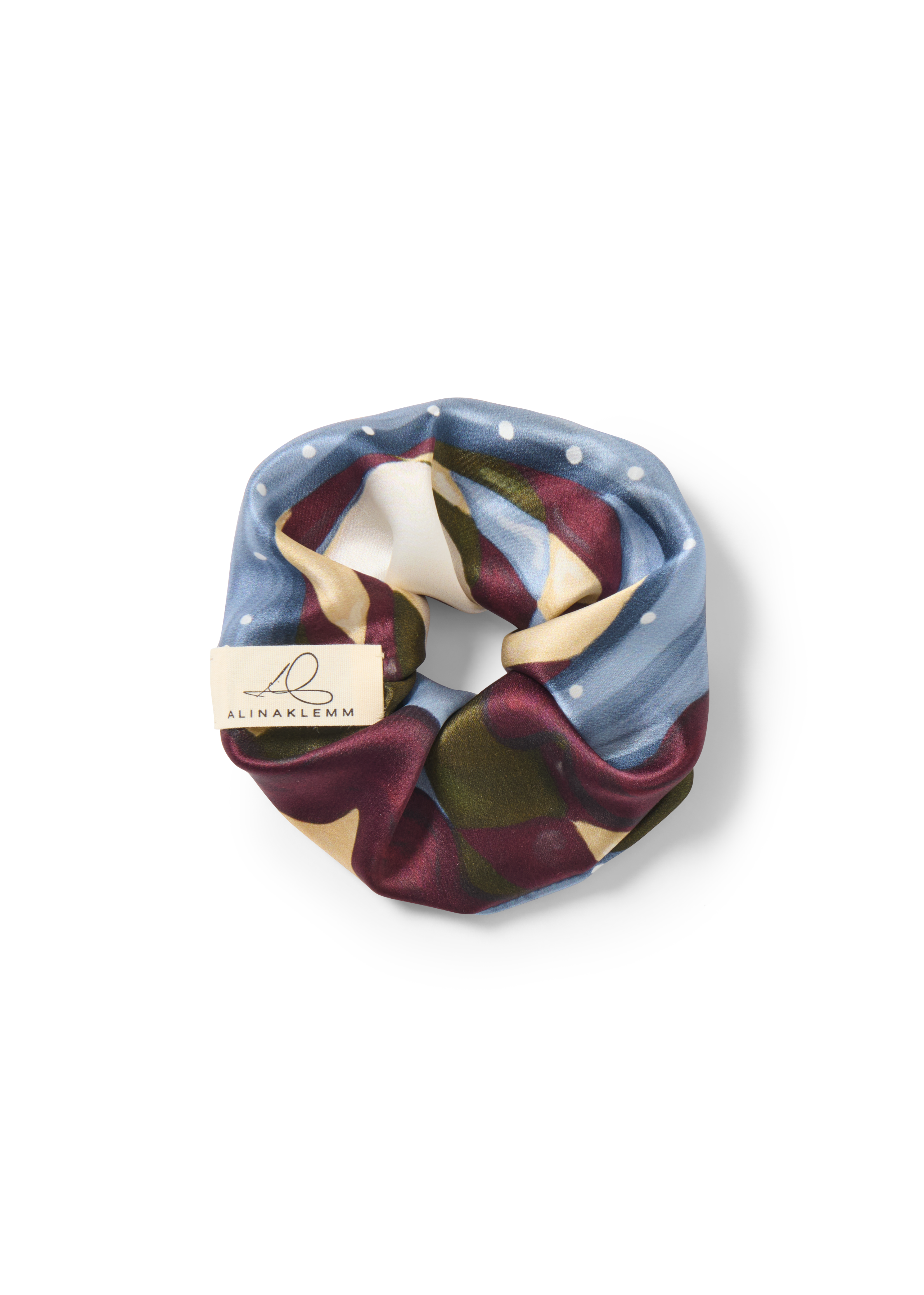 Haargummi Seide Seiden Accessoire Bordeaux blau creme