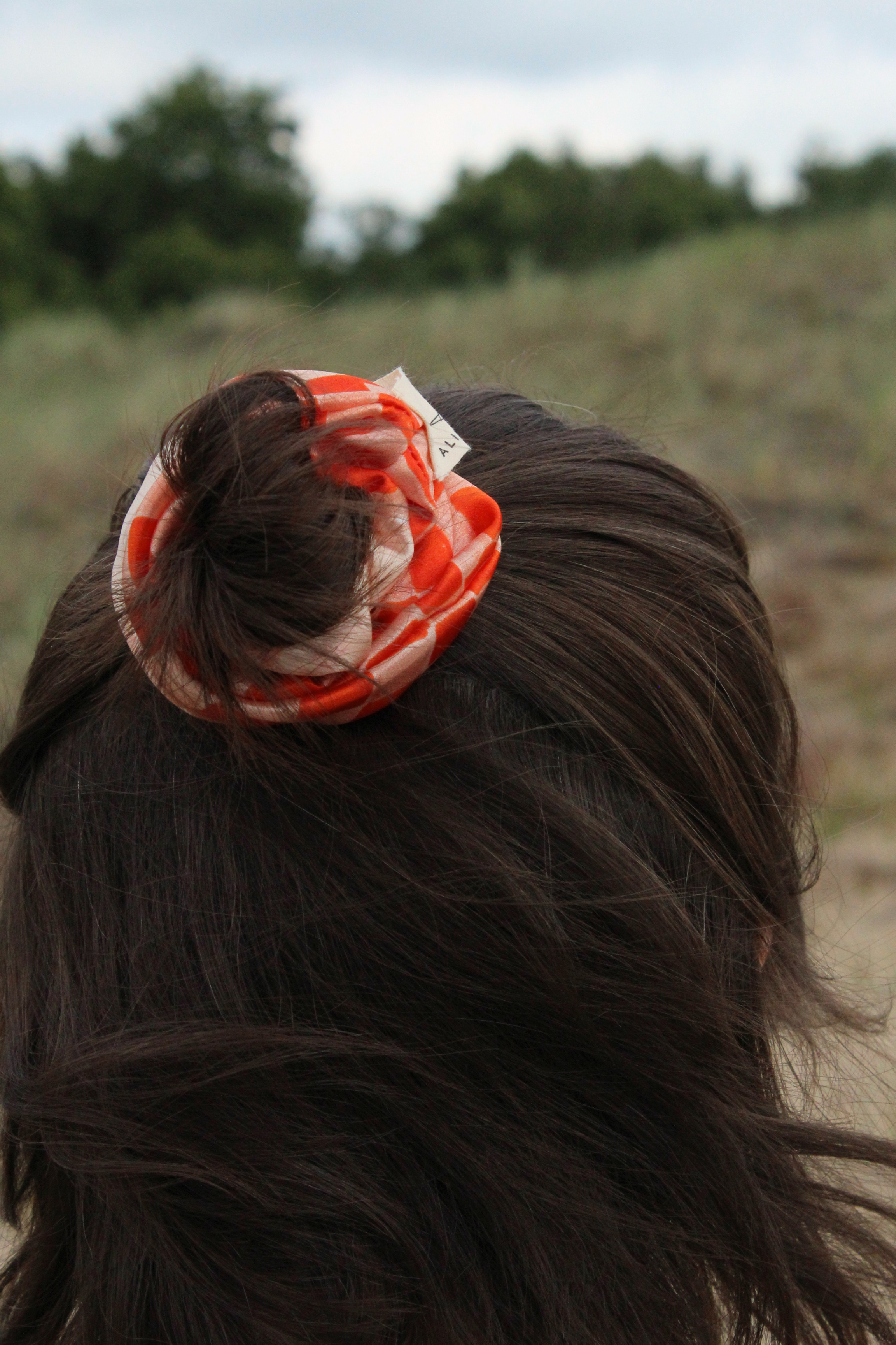 Seiden scrunchie rot rosa haare