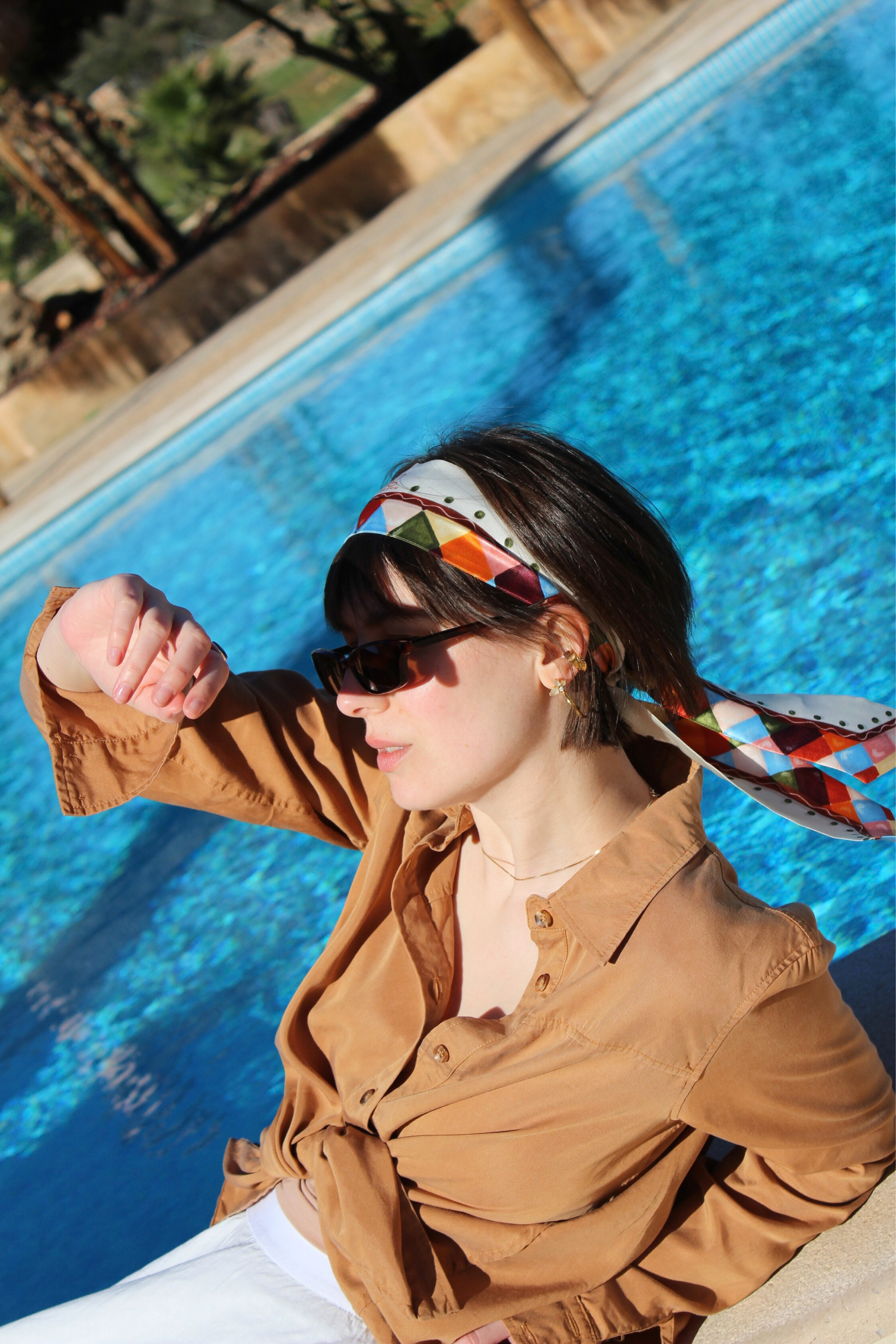 Seidenband Haarband bunt kariert