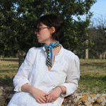 Seidenband blau Karomuster Tragevariante