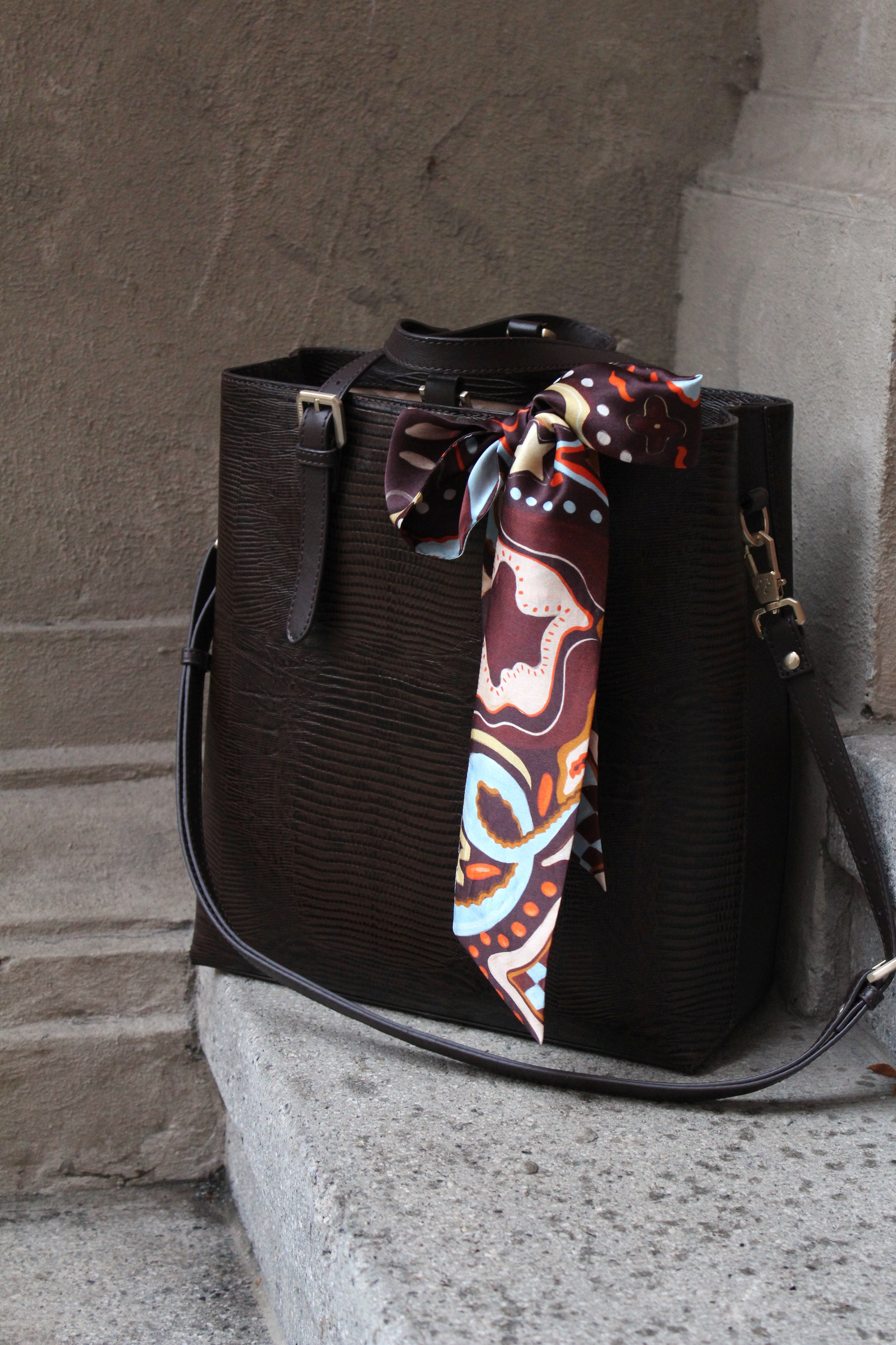 Seiden Schal braun gemustert von Alina Klemm