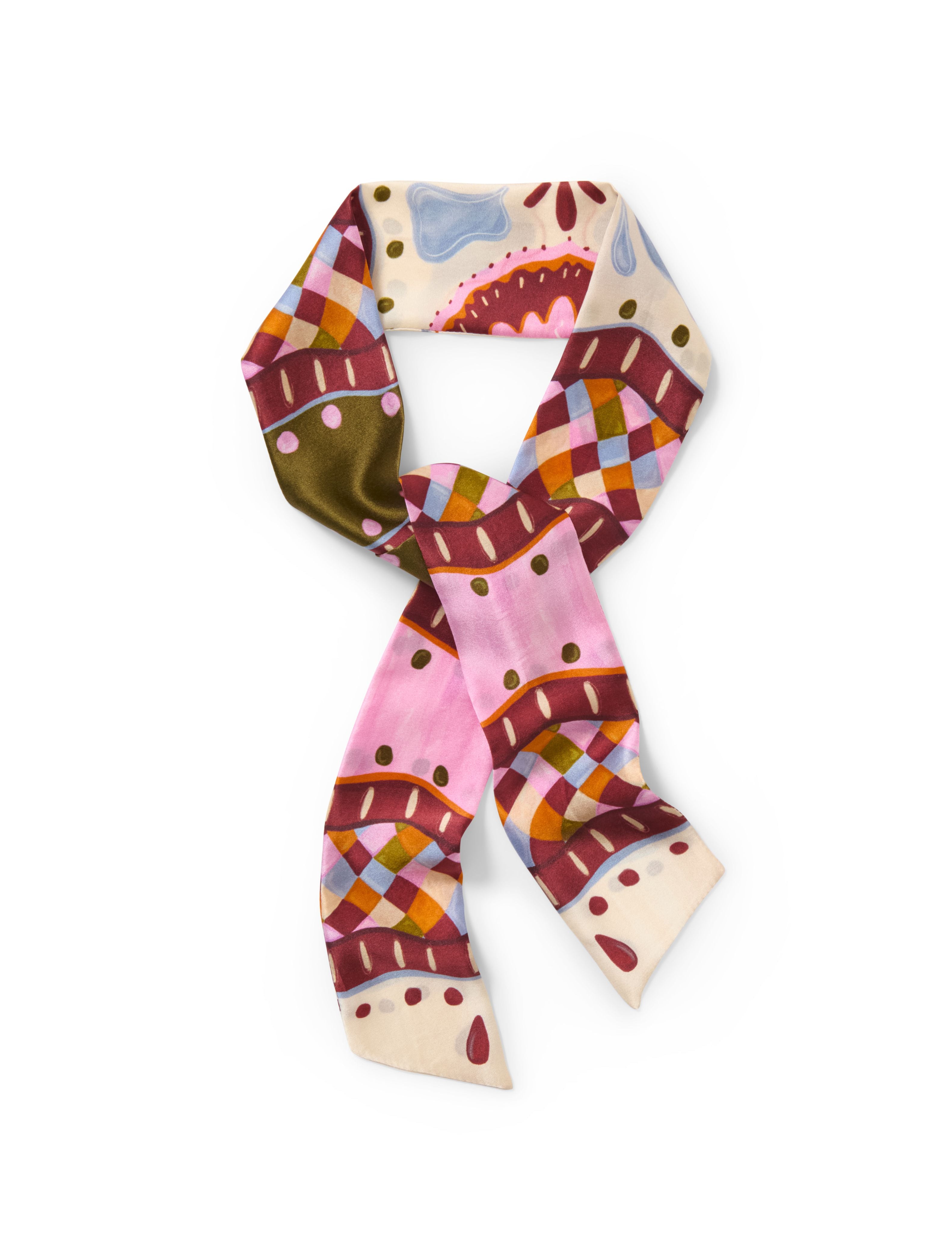 Seidenband bunt rosa kariert 