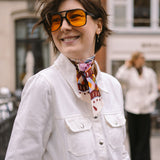 Seiden Band als dünner Seidenschal rosa bunt kariert