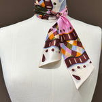 Seidenband rosa bunt kariert Schal 