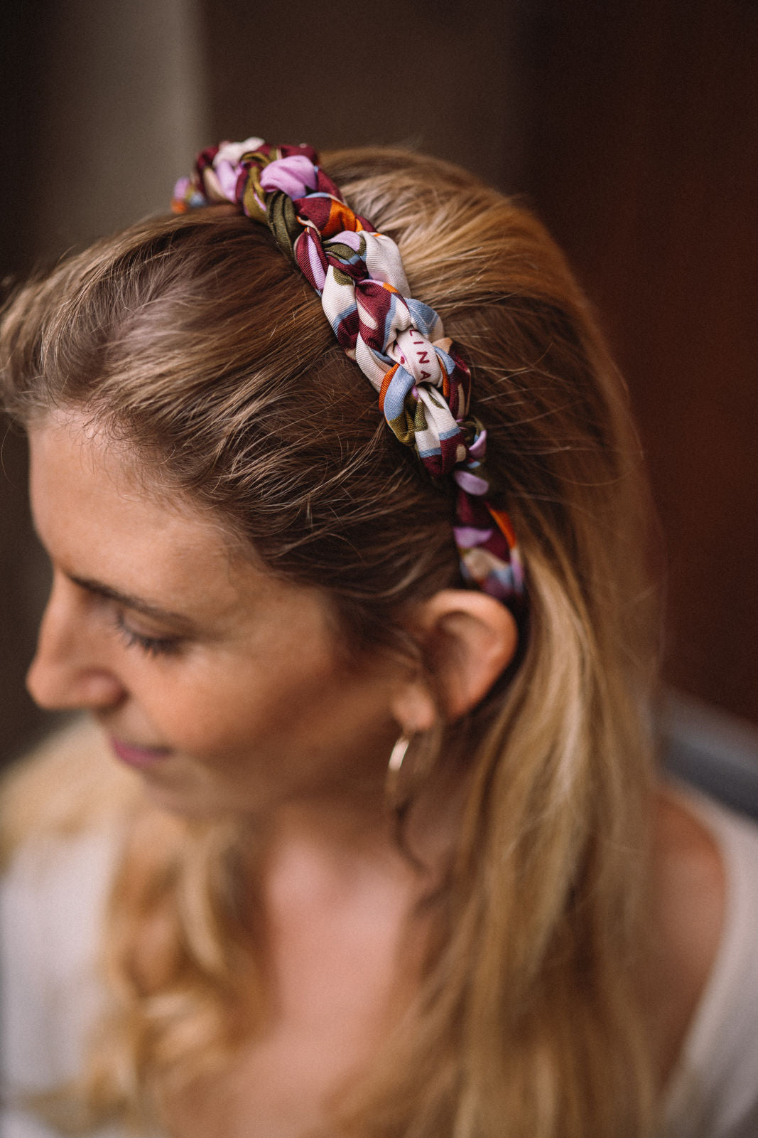 geflochtenes Seidenhaarband bunt gemustert 