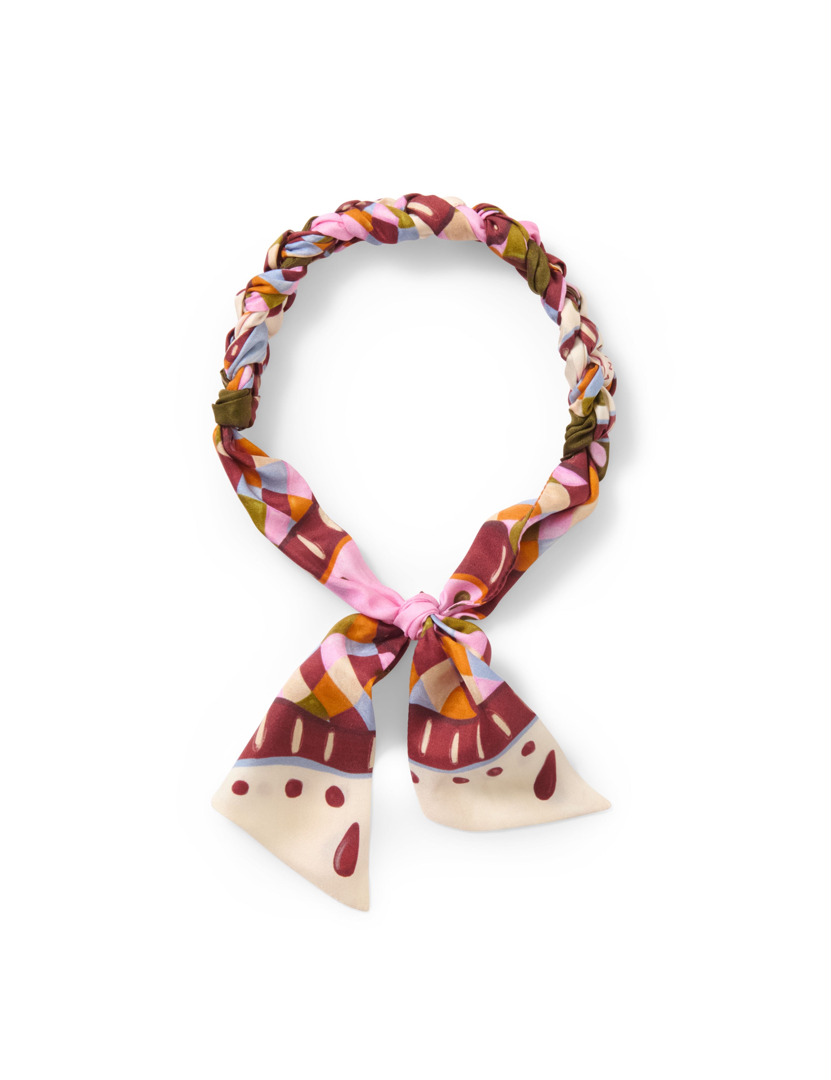 Seidenhaarband rosa bunt gemustert von Alina Klemm