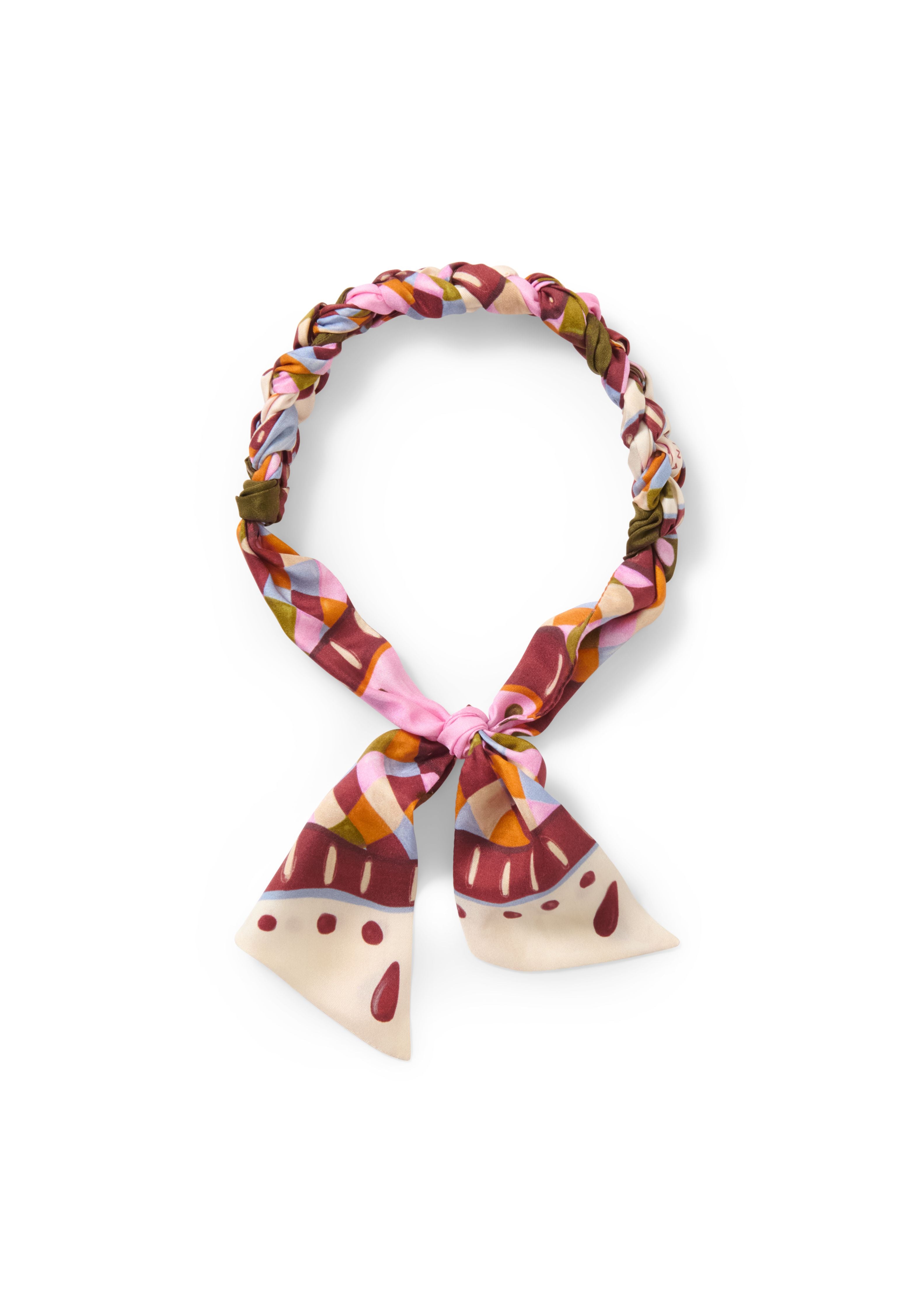 Seidenhaarband rosa bunt gemustert von Alina Klemm