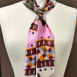 Seidenschal Krawatte rosa bunt kariert