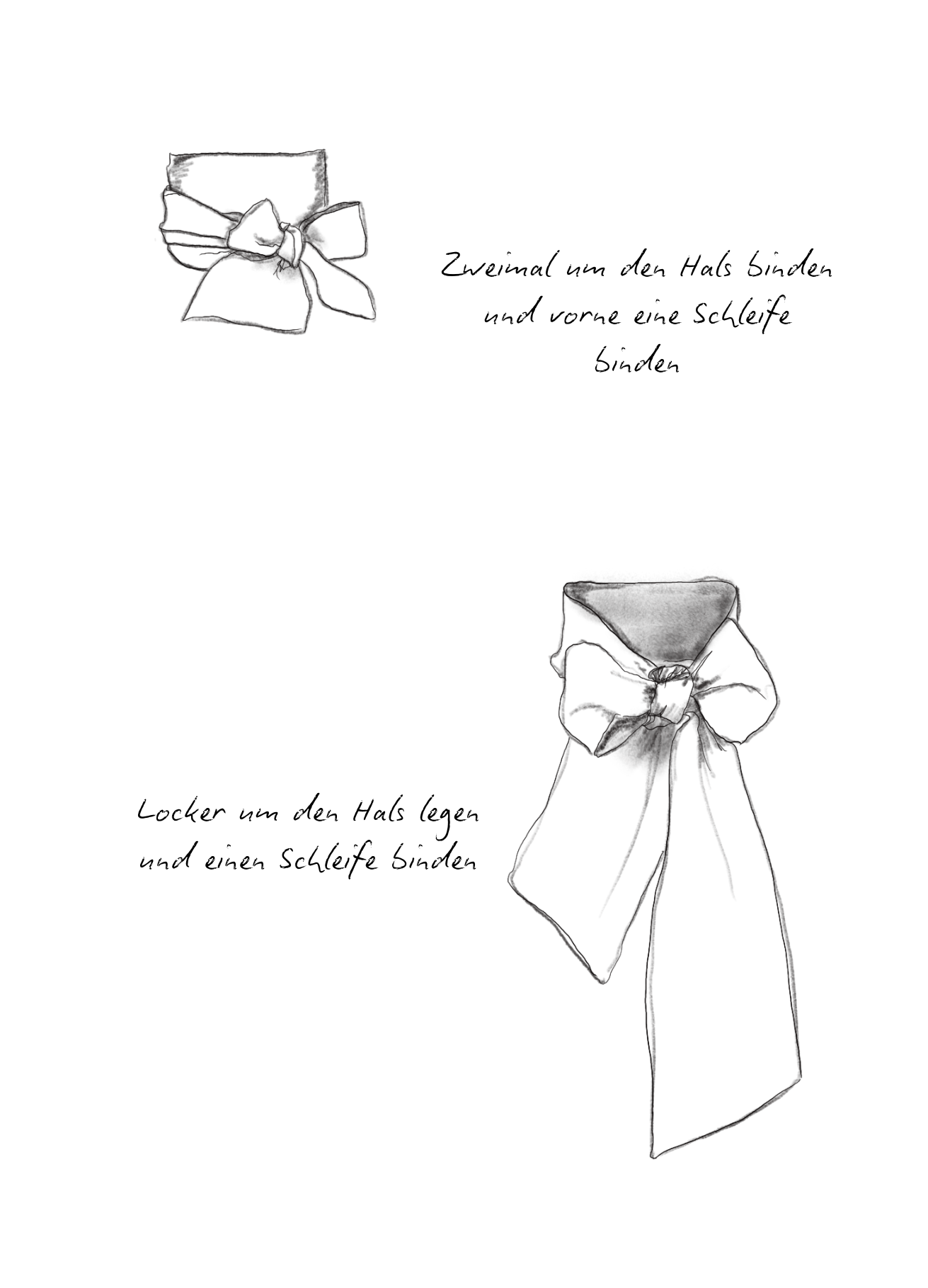 Seidenschal knoten mit Schleife