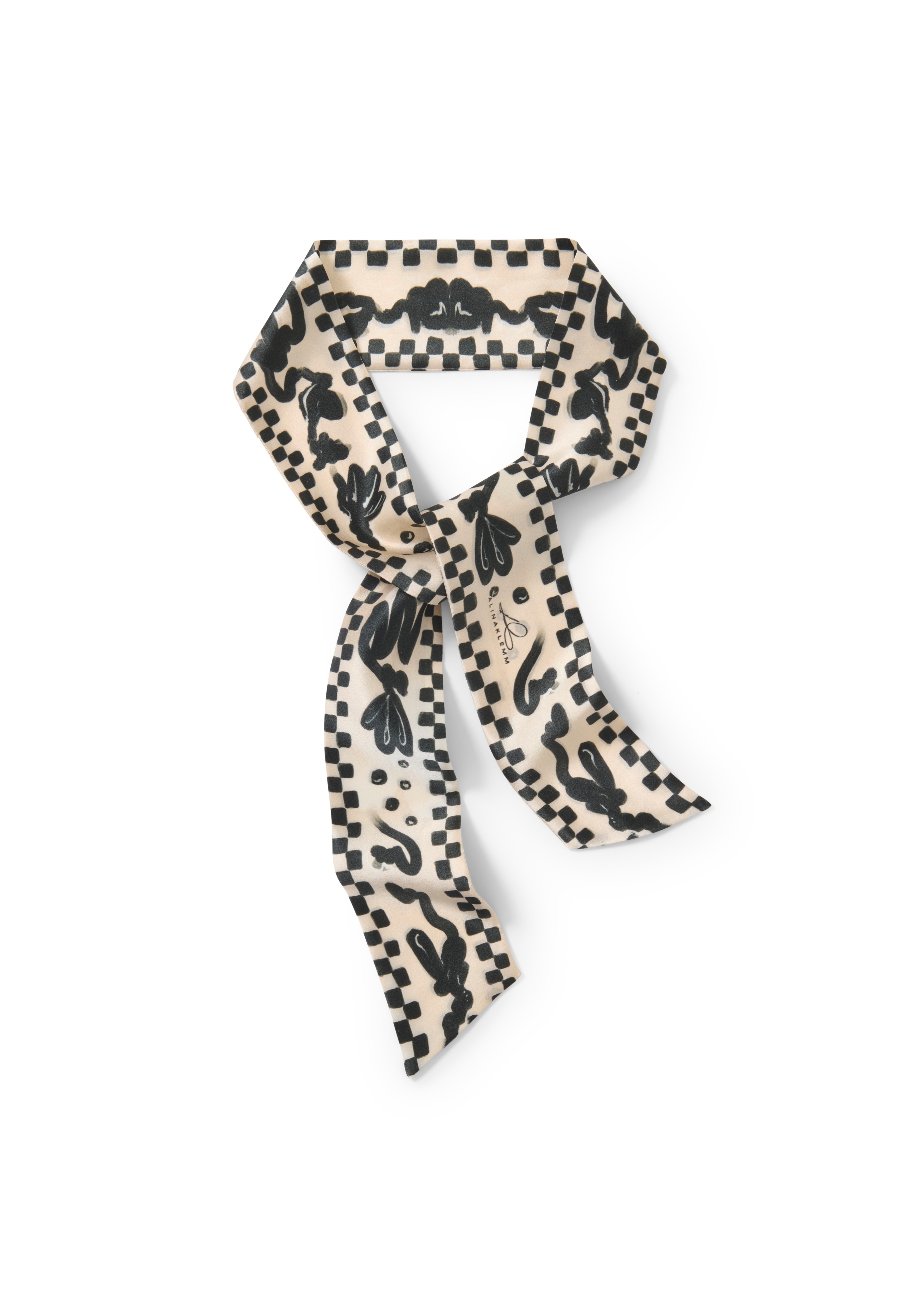 Seidenschal schwarz beige Freisteller