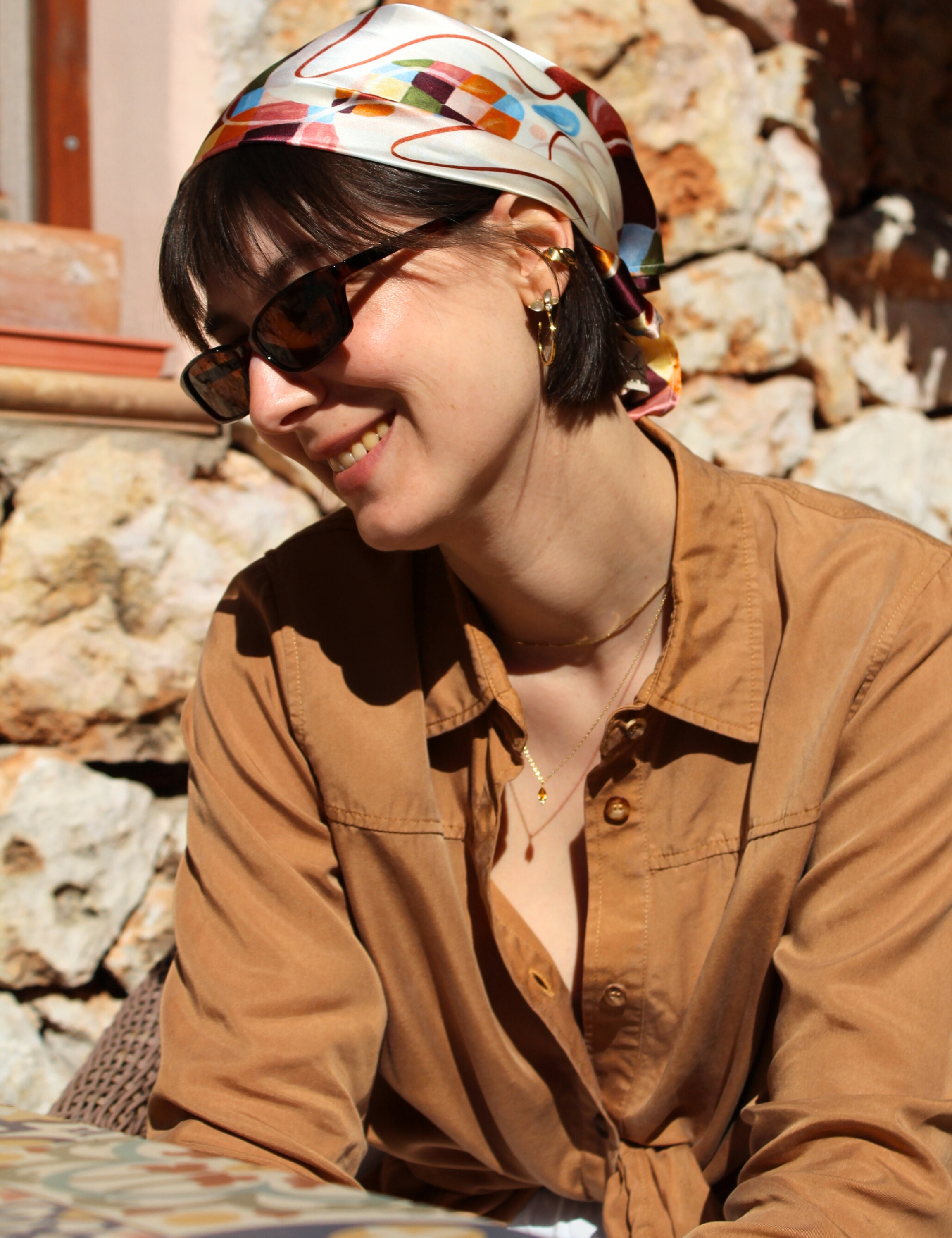 Seidentuch Accessoire bunt gemustert als Haar Accessoire