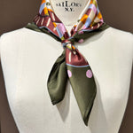 Seidentuch Dreieck oliv gruen bunt kariert