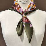 Seidentuch Dreieck oliv gruen bunt kariert