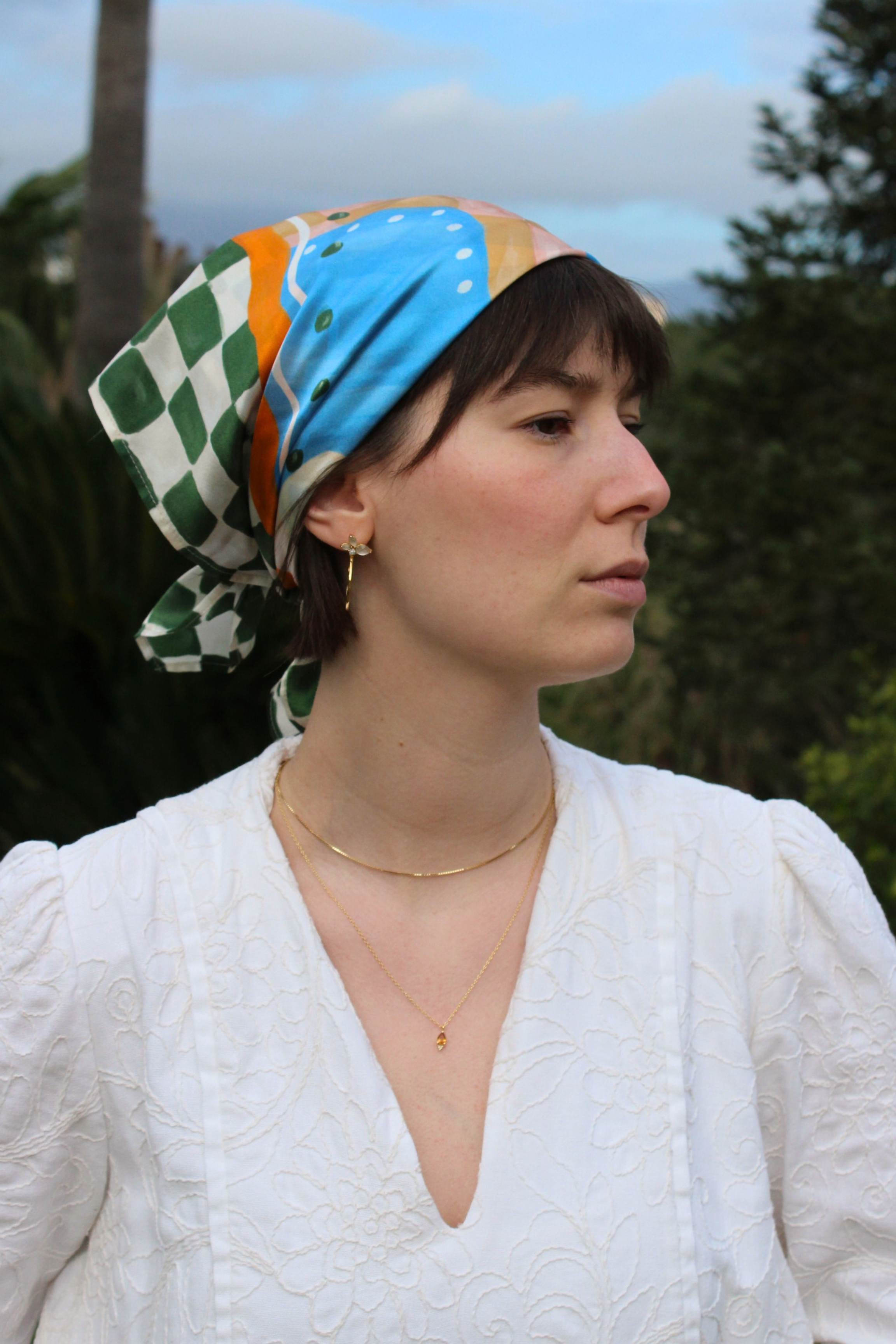 Seidentuch Haar Accessoire bunt gemustert