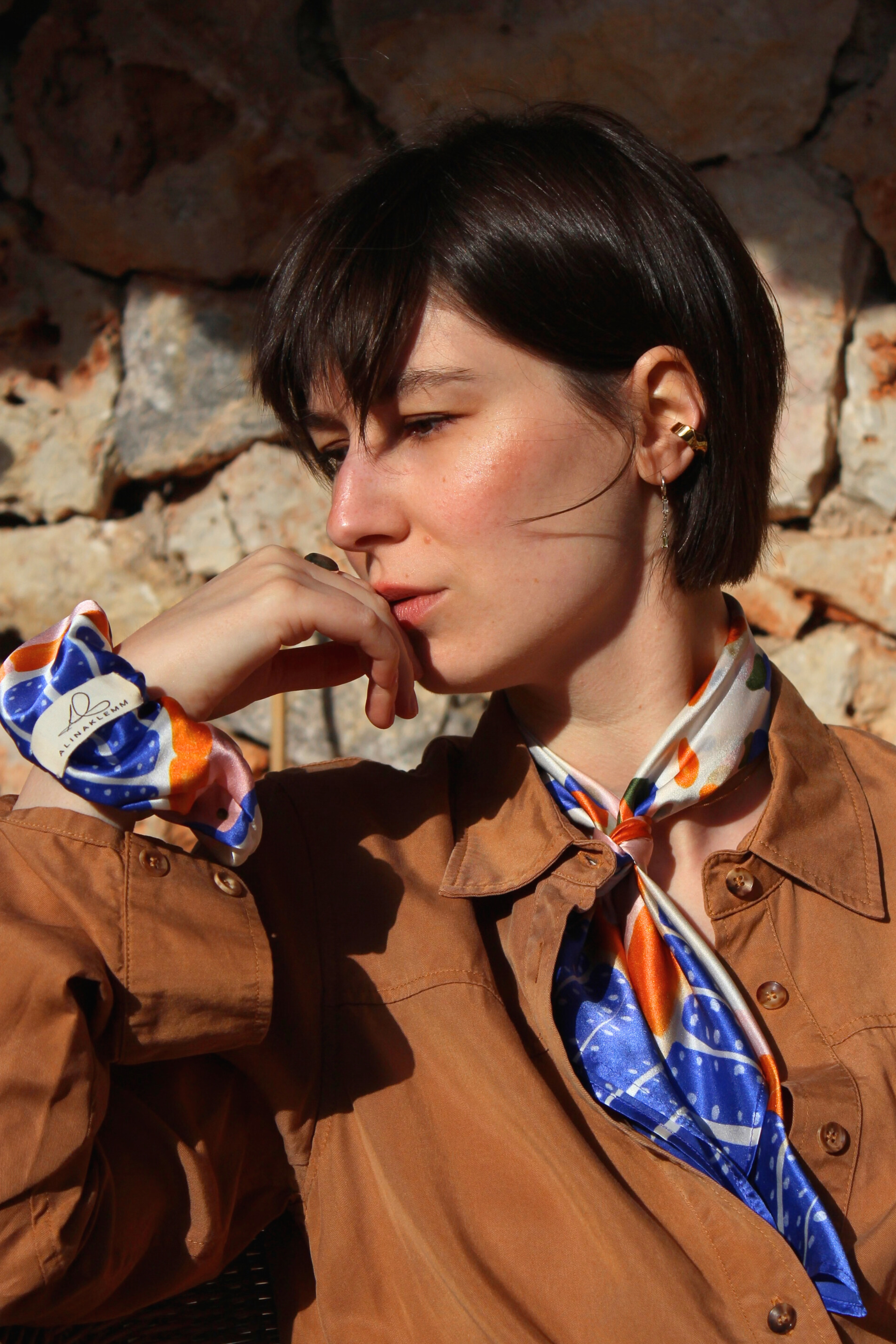 Seidentuch Seidenscrunchie Kombination