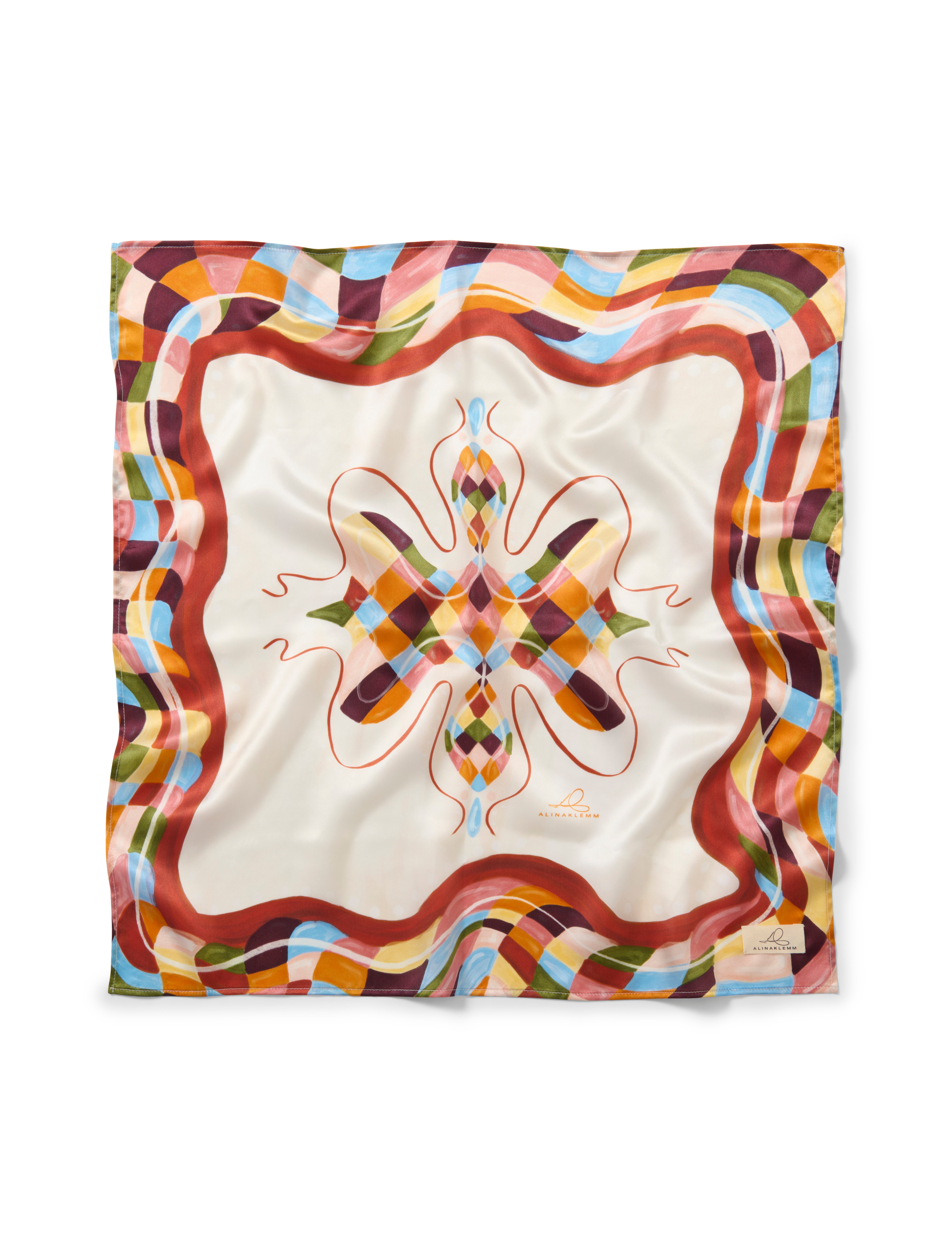 Seidentuch bunt gemustert rot Produktbild