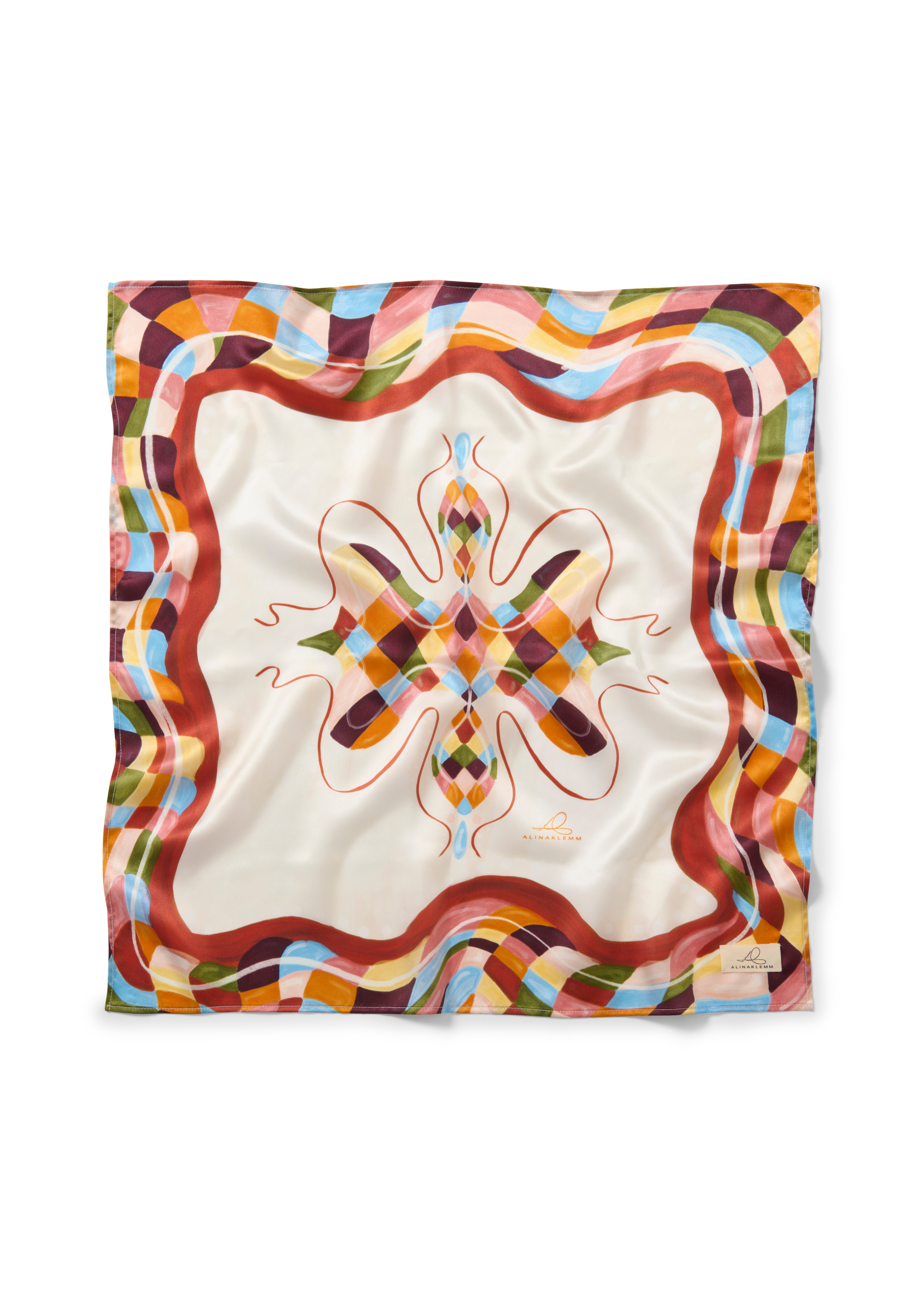 Seidentuch bunt gemustert rot Produktbild